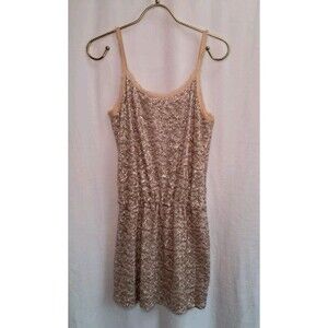 Rebecca Taylor Part Silk Blush & Tan Sequin Cocktail Tank Mini Dress Size 2